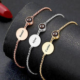 Personalisiertes Rundem Gravur Armband mit Bild im Stein – Runder Gravurplatte,Erinnerungsgeschenk für Sie